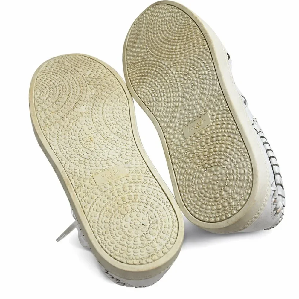 Alaia Tacco White Leather Bold Overcast Accent Stitch Lace-Up, Size 36 (US 6)